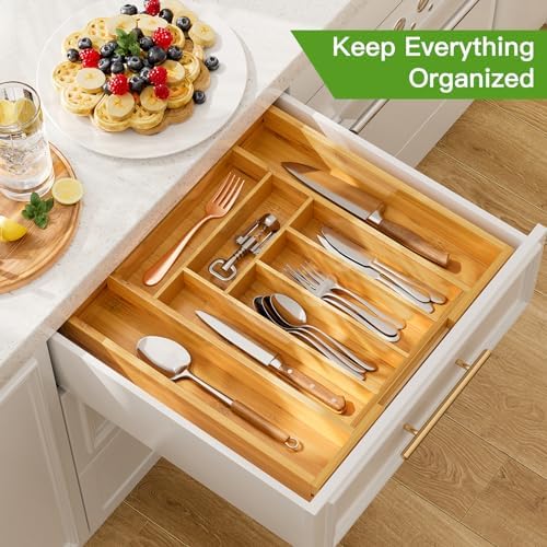 Pipishell Bamboo Expandable Drawer Organizer - Image 3