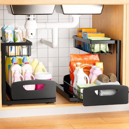 Under Kitchen Sink Organizer, Metal Pull Out Bathroom Organizers and Storage by bikinitrimmerforwomen