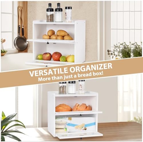 Sunhoo Bread Box for Kitchen Countertop Wooden Bread Storage Container Bin 2 - Image 5