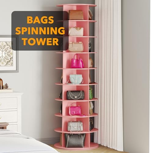 SpaceAid 9 Tier Rotating Shoe Rack Tower, Spinning Shoe Display Lazy Susan - Image 5