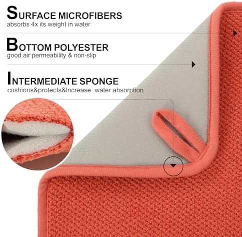 2 Pack Microfiber Dish Drying Mat, Tomato Red - Image 4