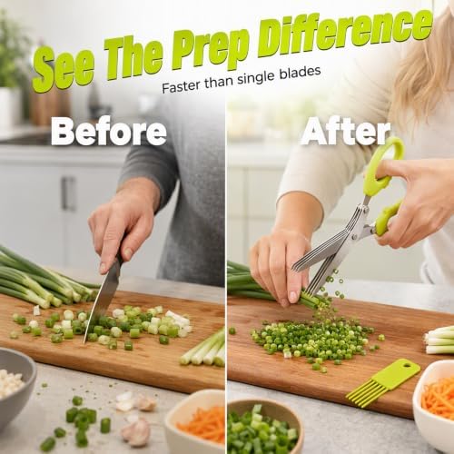 5 Blades Herb Scissors, 2026 New Multipurpose 5 Layer Vegetable Shears - Image 3
