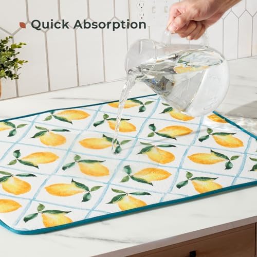 FRESHMINT Dish Drying Mats 2 Pack, Farmhouse Lemon - Image 4