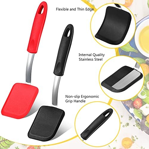 2Pcs Mini Silicone Cookie Brownie Spatula, Solid Flat - Image 4