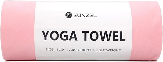 Eunzel Hot Yoga Towel Non Slip Yoga Mat Towel Non-Slip Sweat Absorbent Microfiber Towel for Hot Yoga, Pilates and Workout 72" x 26.5", Pink