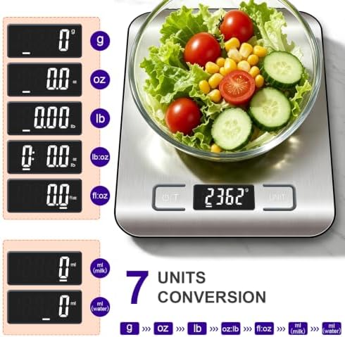 QP Food Scale, 22 lb Digital Kitchen Scale, 1 g/0.1 oz Readability, 7 Units - Image 3