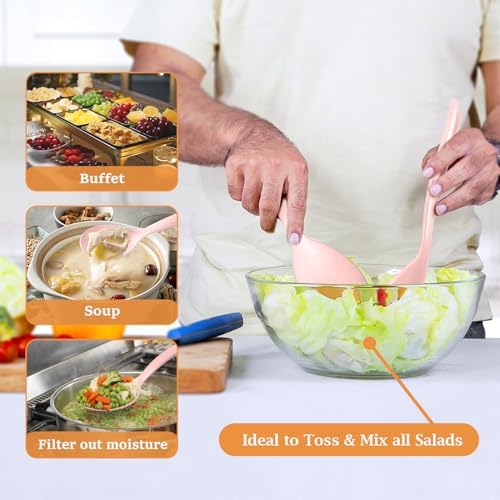 Reusable Plastic Serving Utensils Set of 12, Wheat straw Large Serving set 10" - Image 6