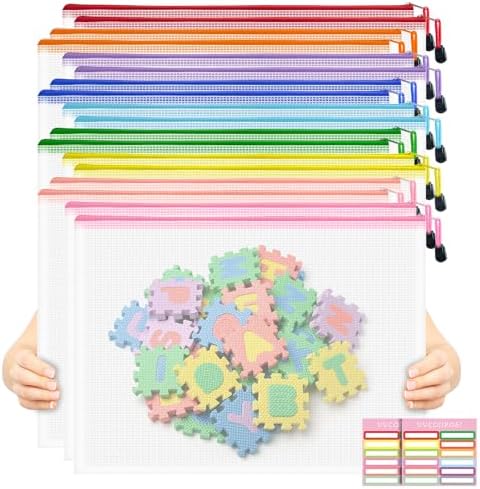 18pcs Mesh Zipper Pouch Board Games Storage Bags, 9 Colors Puzzle Bags by VVCOIIROEI