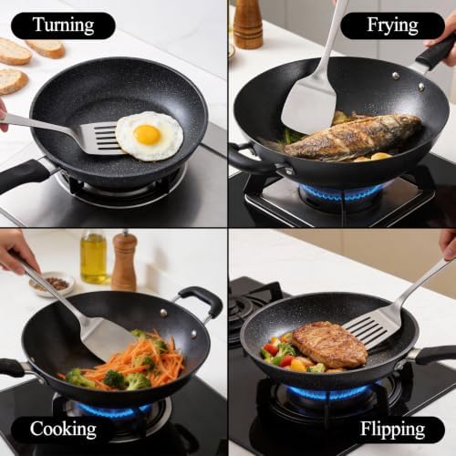 ChefBee 2PCS Stainless Steel Spatula Set, Solid & Slotted Turner - Image 6