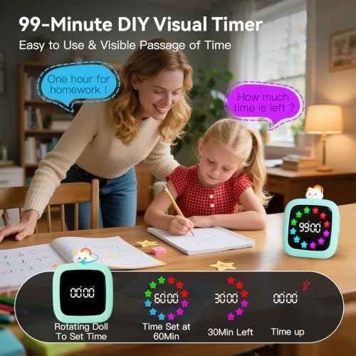 Yunbaoit Digital Visual Timer for Kids, 99-Minute Countdown, Rechargeable - Image 2