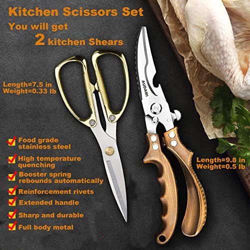 Premium Kitchen Shears 2-Pack Heavy Duty Poultry & Meat Scissors, Bone Shears - Image 2