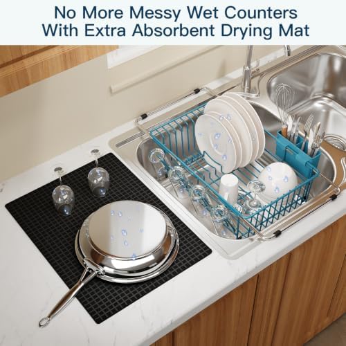 MAJALiS Blue Expandable Dish Drying Rack Over Sink - Image 4