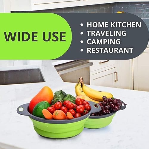 Green Round Silicone Collapsible Colander – Silicone Round Small Kitchen - Image 7