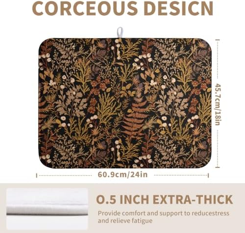 Black Burnt Orange Botanical Fall Dish Drying Mat - Image 2