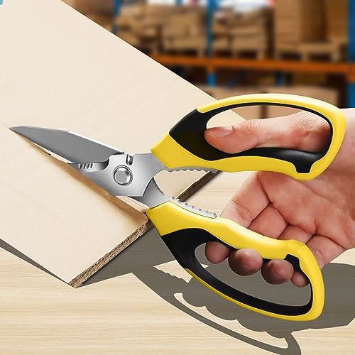 BoFuYuan Utility Scissors All Purpose heavy duty 8-Inch Yellow - Image 5