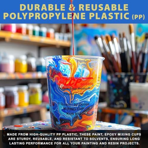 Custom Shop Paint Mixing Cups, 12 Pack, Plastic Measuring Cups - Image 4