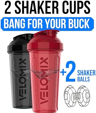 VELOMIX 2 Pack 28oz Protein Shaker Bottle - Image 2