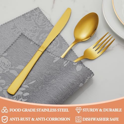 40 Pcs Gold Silverware Set, Stainless Steel Flatware Set - Image 3