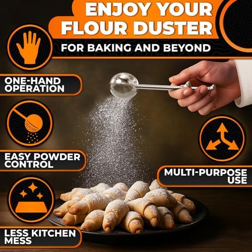 Stainless Steel Flour Duster for Bread Baking, Spring Handle - Image 4