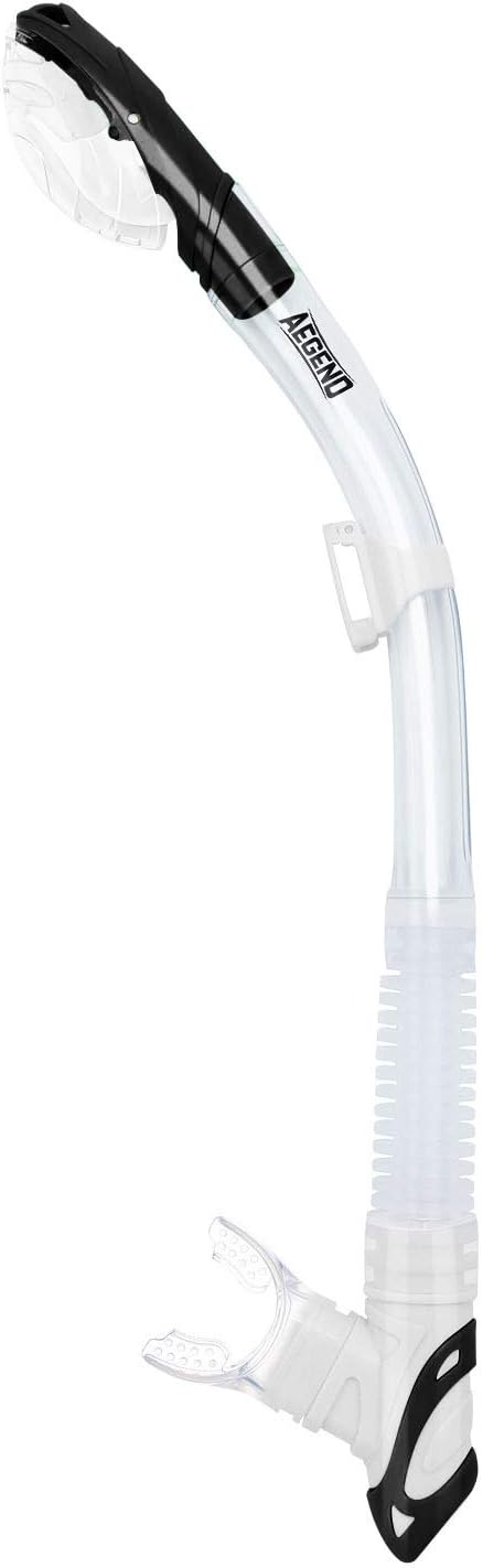 Aegend Dry Snorkel, Dive Mask Easy-Breath Free Diving Snorkel for Snorkeling Scuba Diving Freediving Swimming, with Top Dry Valve and Food-Grade Silicone Mouthpiece