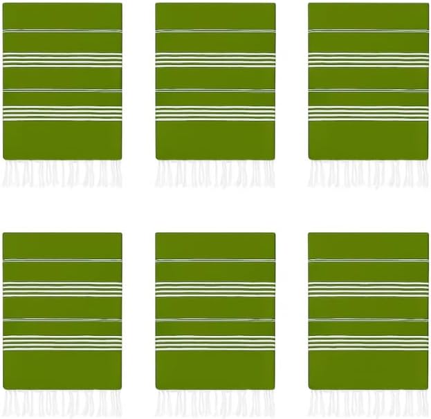 HAVLULAND Turkish Beach Towels Oversized -100% Turkish Cotton Super Soft Lightweight - Absorbent and Quick Drying Bath Towel - Sand Free Beach Towel - Turkish Towels for Adults (Olive Green, 6 Pack)