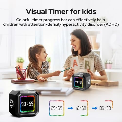 Kitchen Timer Visual Timer for Kids Color Display Gravity Sensor Cube - Image 2