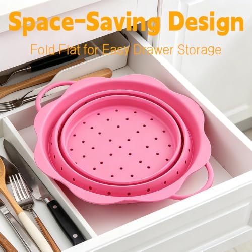 Collapsible Silicone Colander for Kitchen，Foldable Pasta Vegetable Strainer - Image 3