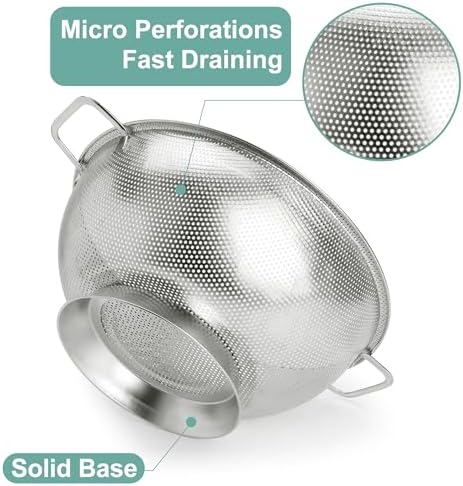 Kaishun Colander Stainless Steel 3-Quart, Strainer - Image 3