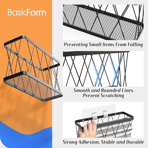 BasicForm 4 Pack Metal Kitchen Inside Cabinet Door Organizer, Adhesive Lid - Image 4
