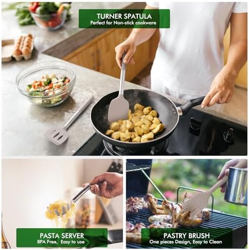 HOTEC Silicone Kitchen Cooking Utensils Set - Image 3
