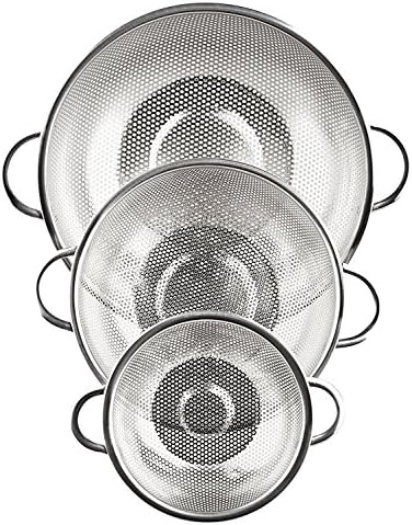 3-Piece Stainless Steel Mesh Micro-Perforated Strainer Colander Set - Image 3