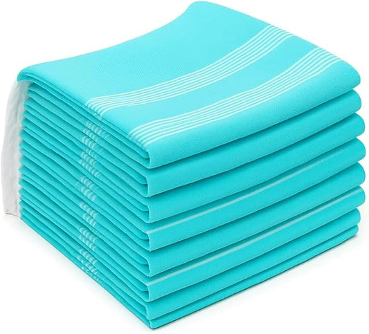 HAVLULAND Turkish Beach Towels Oversized -100% Turkish Cotton Super Soft Lightweight - Absorbent and Quick Drying Bath Towel - Sand Free Beach Towel - Turkish Towels for Adults (Turquoise, 12 Pack)