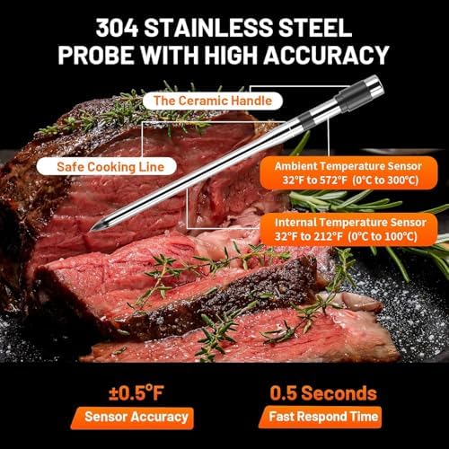 Wireless Meat Thermometer with Smart Timer & APP Control, 800ft Bluetooth Grill - Image 5