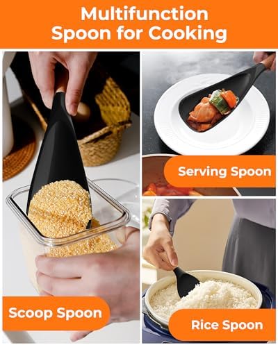 Cooking Spoon Multifunction Spoonula Silicone Spatula Spoon 2-Pack, Dual-Use - Image 5