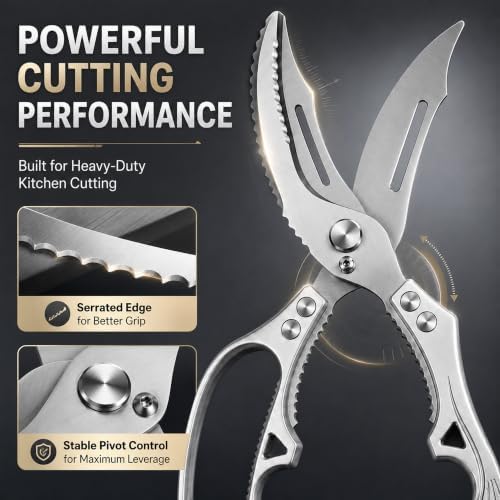 Heavy Duty Poultry Shears, Kitchen Scissors, Spring-Loaded, 10.6 Inch - Image 2