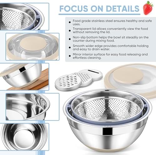 TeamFar 4-1 Colander with Bowl Set, Rotatable Colander - Image 3