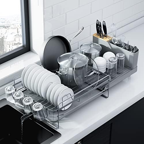 Kitsure Extendable Dish Drying Rack, 19.2"-26.7" L x 12.9" W by Kitsure
