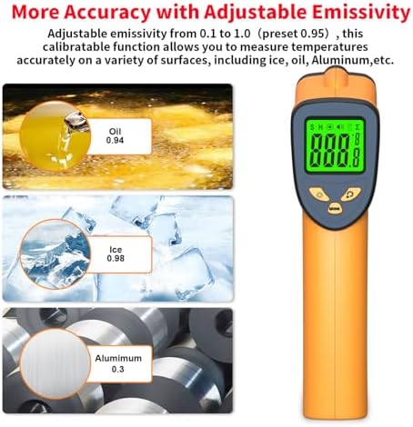 DEASOMIYE Infrared Laser Thermometer, Digital Infrared Laser Thermometer Gun - Image 3
