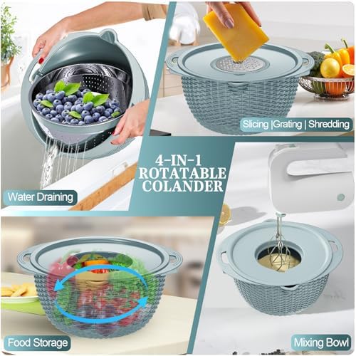 4-in-1 Colander Bowl Set, 306° Rotatable Kitchen Strainer - Image 4