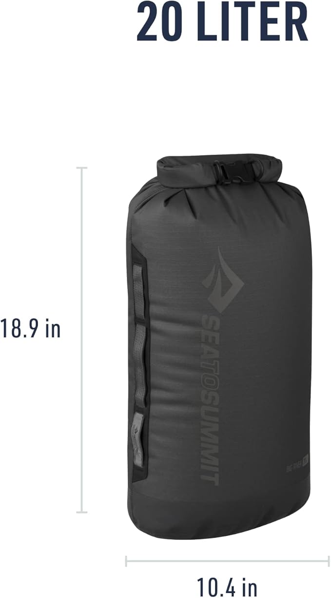Sea to Summit Big River Dry Bag, Heavy-Duty Dry Storage, 20 Liter, Jet Black