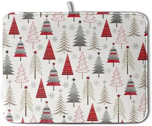 Christmas Dish Drying Mats for Kitchen Counter Xmas Tree Drying Mat Winter by Wnoesat