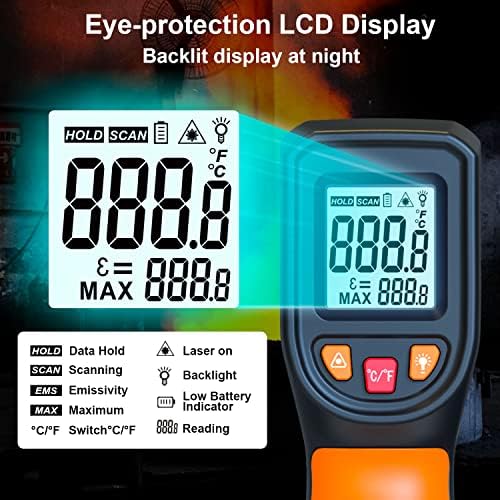 DEASOMIYE Infrared Thermometer Gun, -58°F~1112°F Laser Thermometer Temperature - Image 4