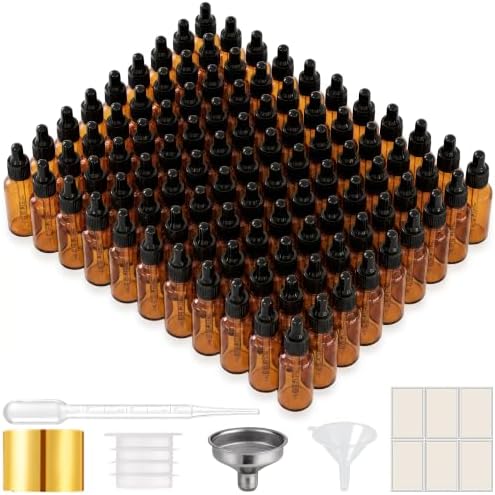 PrettyCare 99 Pack 1 oz Amber Glass Dropper Bottles by PrettyCare