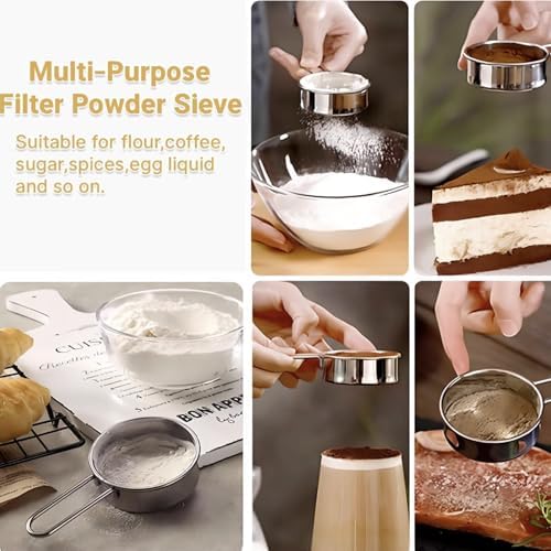 Two-piece mini baking sieve set, 40-mesh tea strainer mini tea filter - Image 4