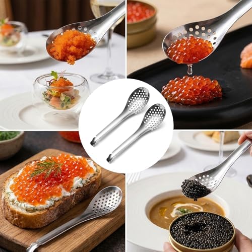2 Pcs Caviar Spoons, Slotted Spoons - Image 7