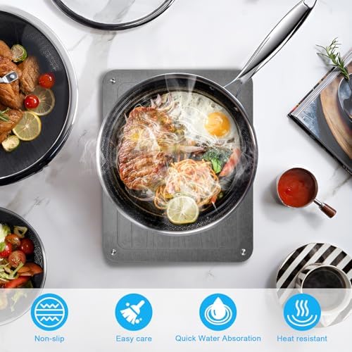 3Pcs Nesting Stone Drying Mat for Kitchen Counter, Quick Drying Stone Dish - Image 6