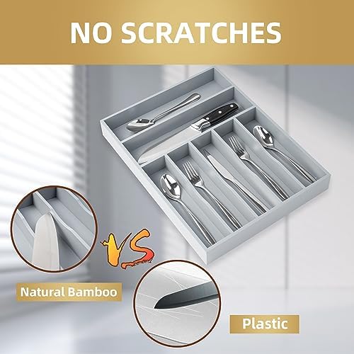 Bamboo Silverware Holder Drawer Utensil Organizer - Image 3