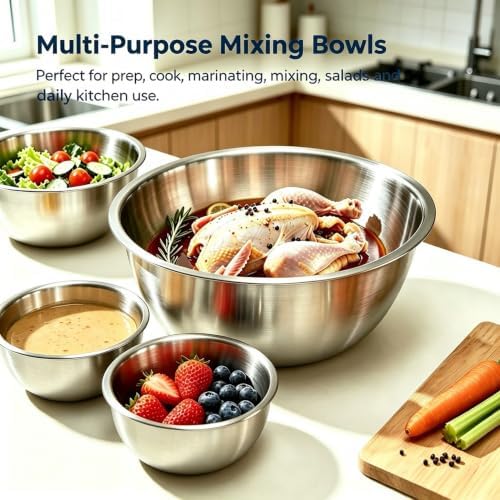 5‑Piece Stainless Steel Mixing Bowls Set, - Image 3