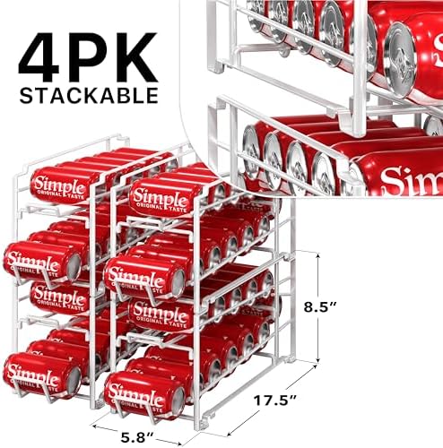 Simple Houseware 4-Pack Soda Can Stackable Rack Dispenser Organizer - Image 2