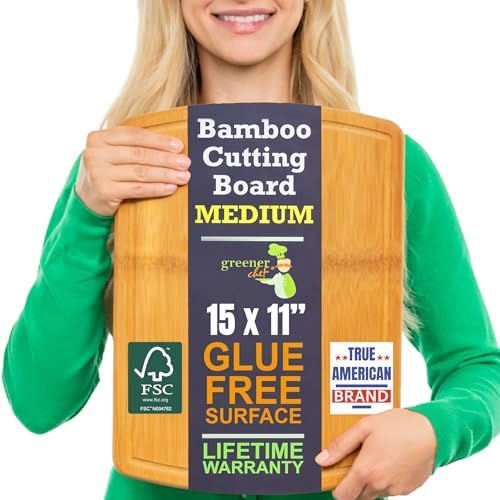 Bamboo Cutting Board – 15 Inch Wood Cutting Boards by GreenerChef